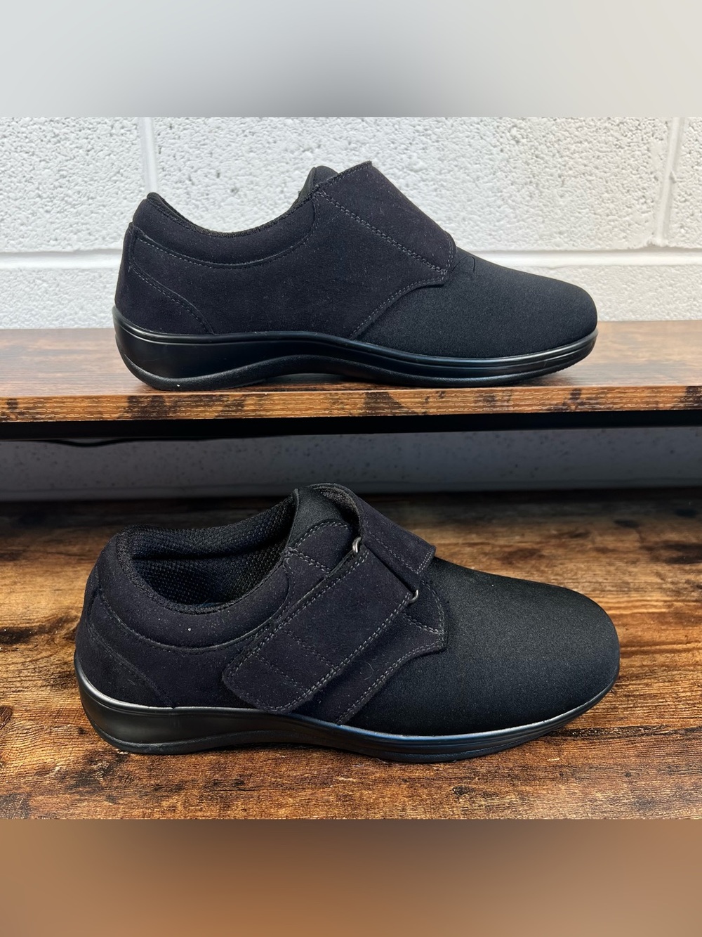 Orthofeet Shoes Sneakers Black Slip On Wichita Hook & Loop Strap Women's 9.5W